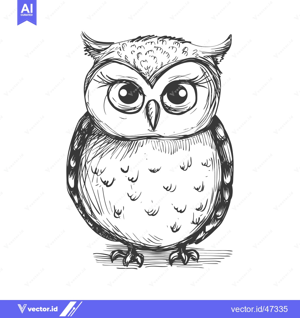 Premium Vector of Hand-Drawn Sketch of a Wise and Curious Owl