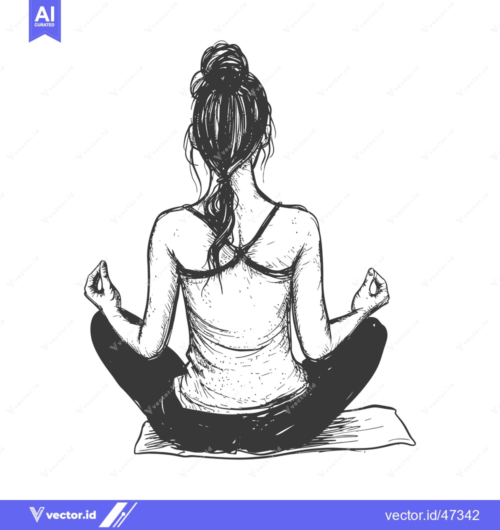 Premium Vector of Hand-Drawn Sketch of a Woman in a Yoga Pose
