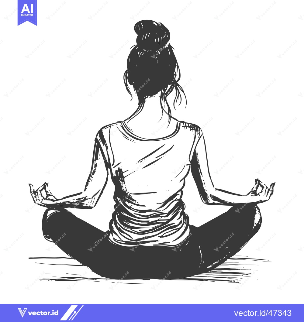 Premium Vector of Hand-Drawn Sketch of a Woman in a Yoga Pose
