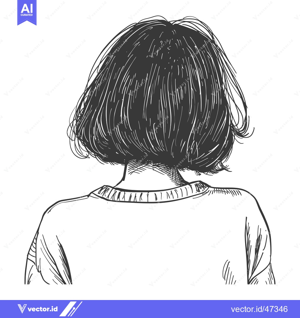 Premium Vector dari Hand-Drawn Sketch of a Woman's Back with Short Hair