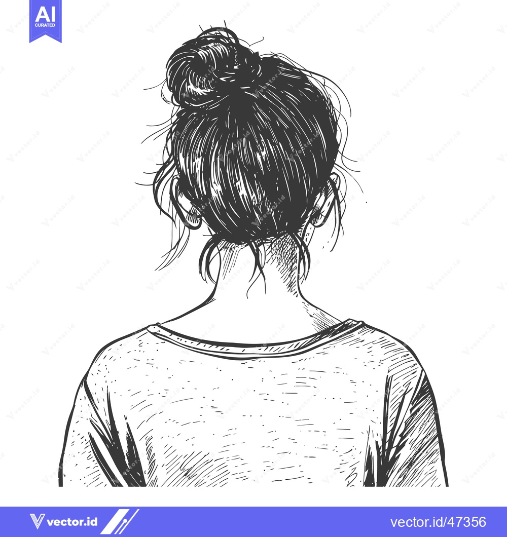 Premium Vector of Hand-Drawn Sketch of a Woman with Hair in a Bun