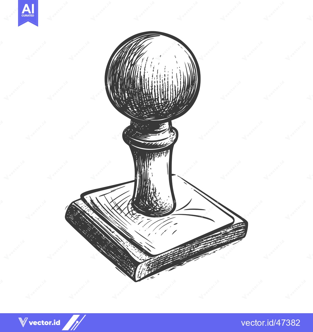 Premium Vector of Hand-Drawn Sketch of a Wooden Stamp with a Round Top