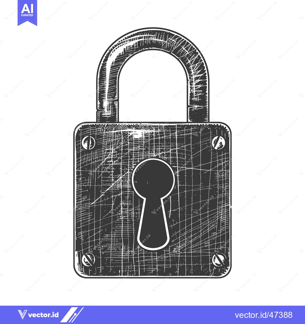 Premium Vector of Hand-Drawn Sketch of a Worn-Out Padlock with a Keyhole