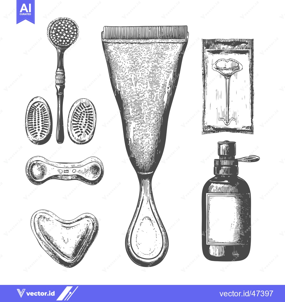 Premium Vector dari Hand-Drawn Sketch of Beauty and Skincare Products