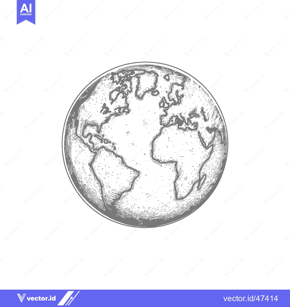 Premium Vector of Hand-Drawn Sketch of Earth with Continents