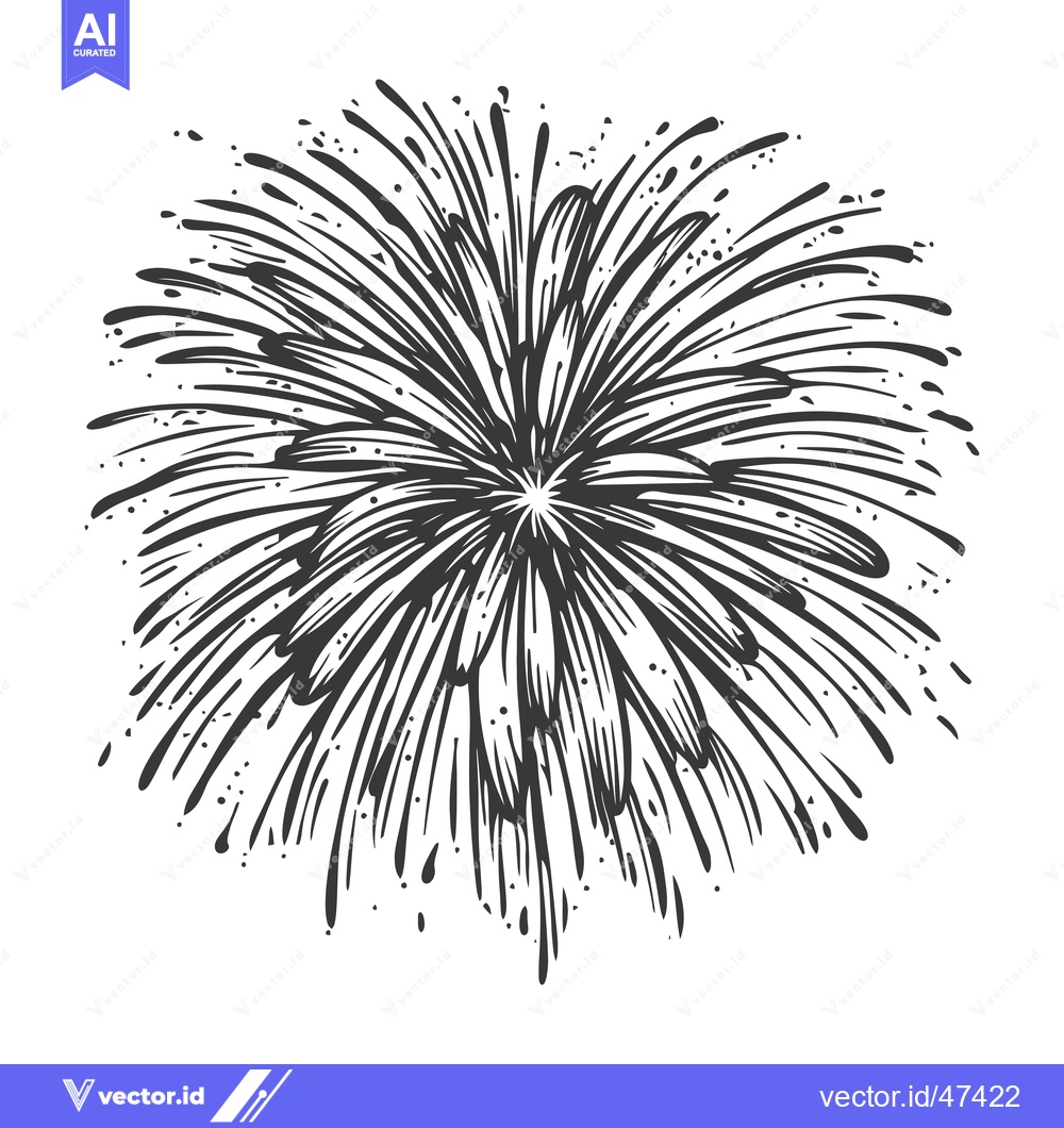 Premium Vector dari Hand-Drawn Sketch of Fireworks Explosion with Radial Lines