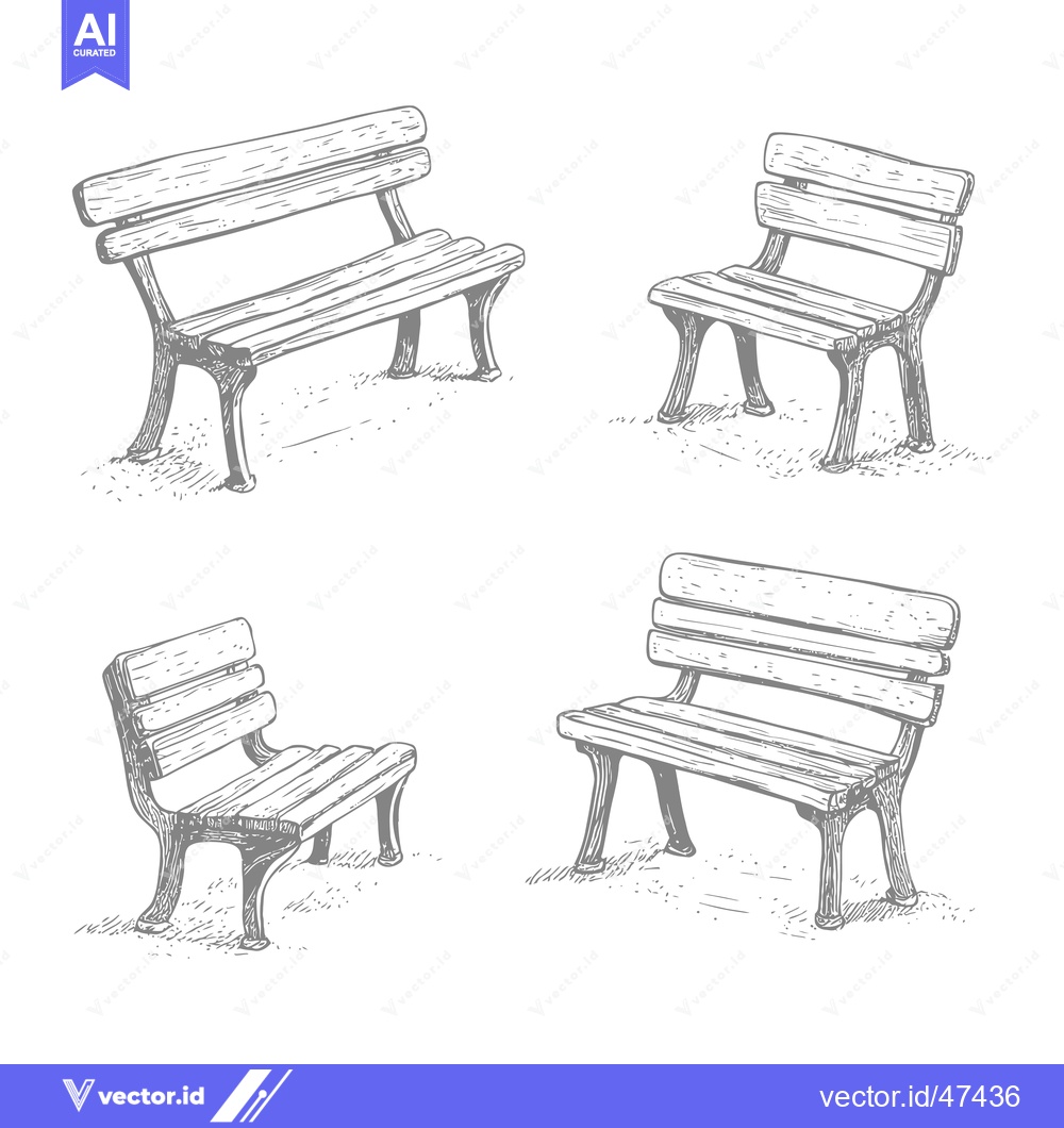 Premium Vector dari Hand-Drawn Sketch of Four Wooden Benches