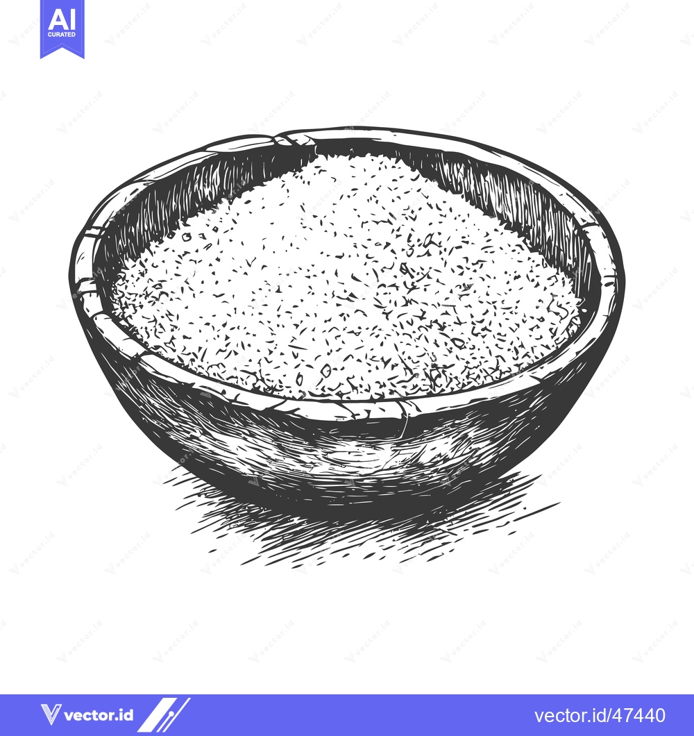 Premium Vector dari Hand-Drawn Sketch of Granulated Sugar in a Wooden Bowl
