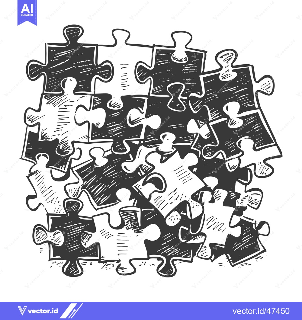 Premium Vector dari Hand-drawn Sketch of Interlocking Puzzle Pieces