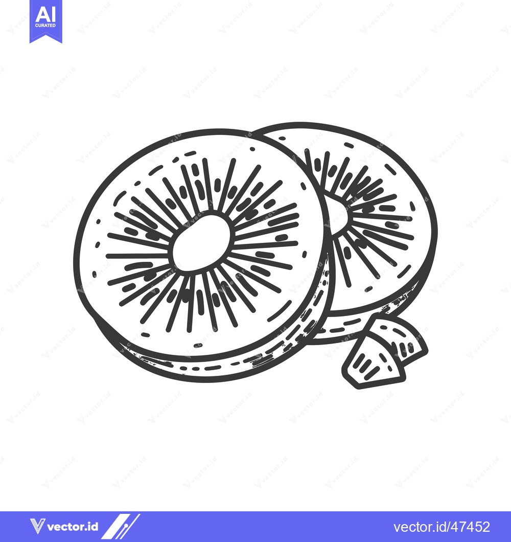 Premium Vector dari Hand-Drawn Sketch of Kiwi Fruit Slices