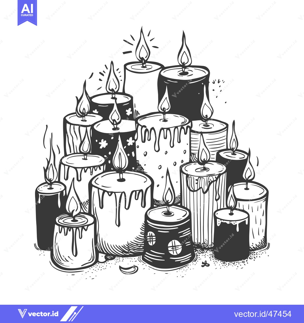 Premium Vector of Hand-drawn Sketch of Lit Candles in Various Styles