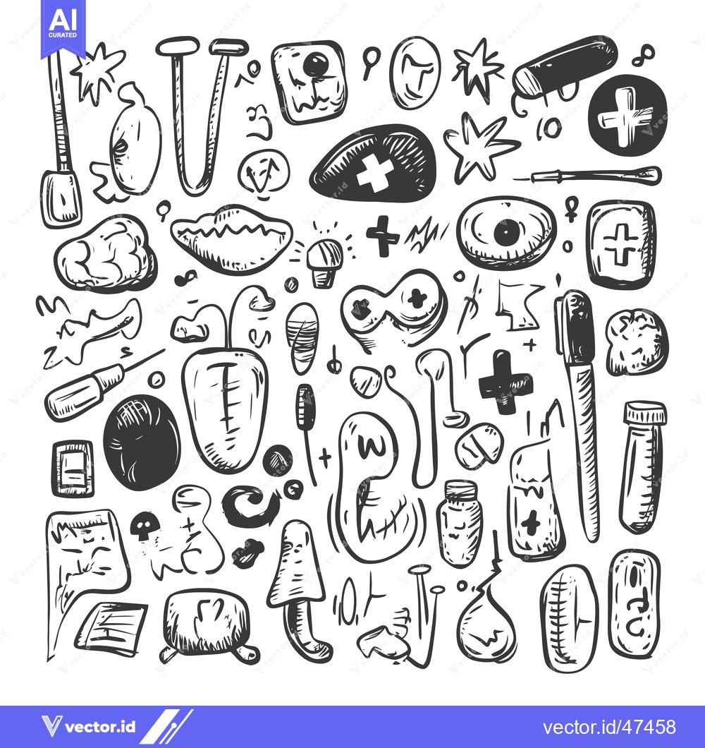 Premium Vector dari Hand-Drawn Sketch of Medical and Healthcare Symbols