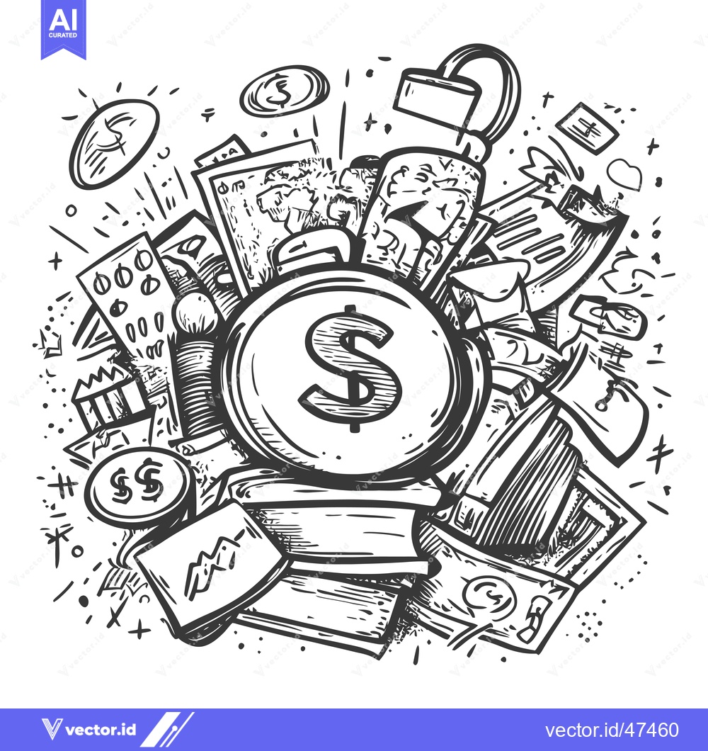 Premium Vector of Hand-drawn Sketch of Money, Finance, and Currency Symbols