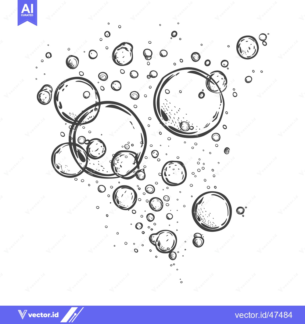Premium Vector dari Hand-drawn sketch of numerous air bubbles in a liquid