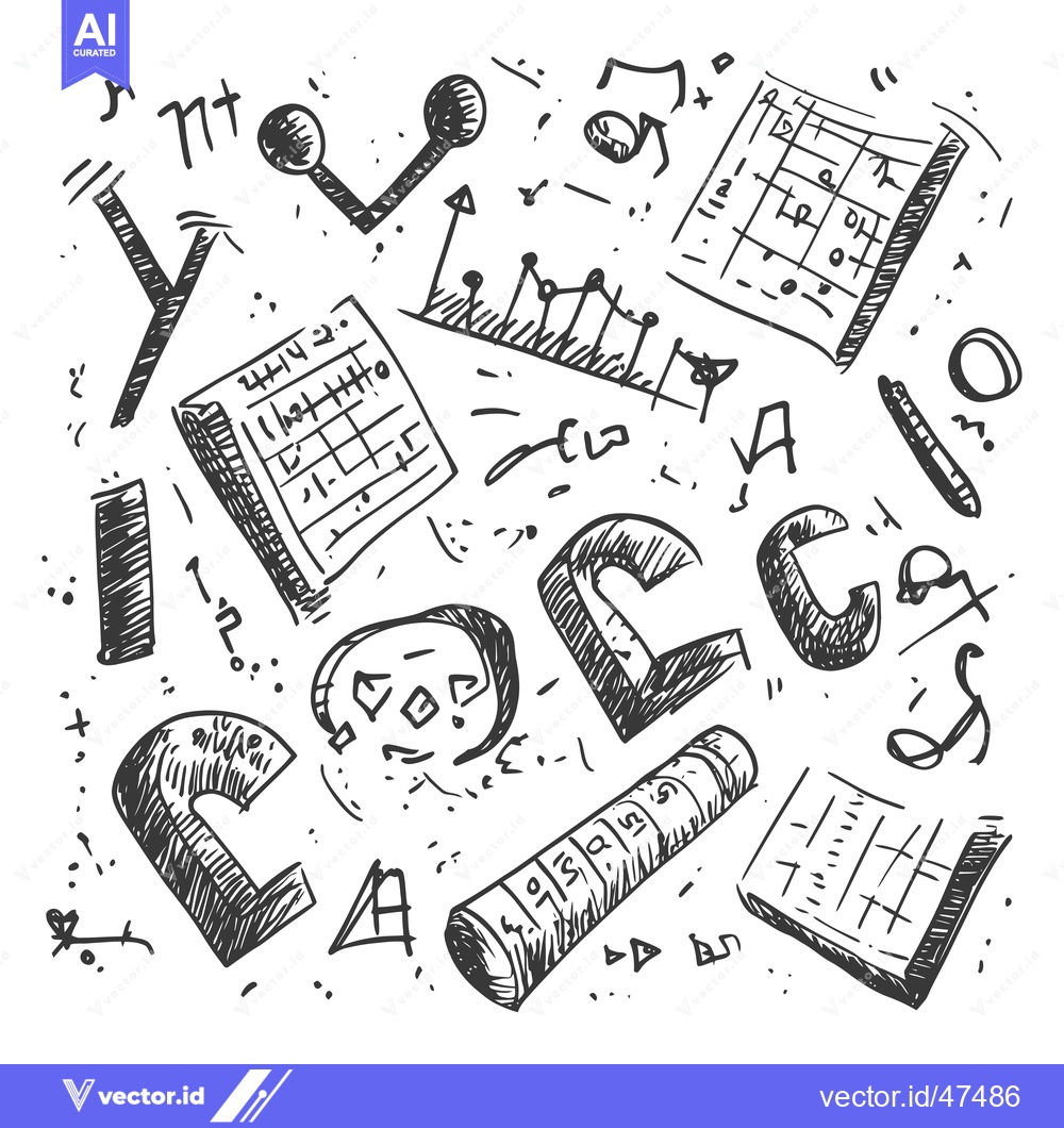 Premium Vector dari Hand-drawn Sketch of  Office Supplies and Charts