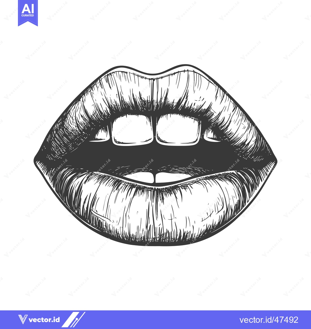 Premium Vector dari Hand-drawn Sketch of Open Lips with Teeth