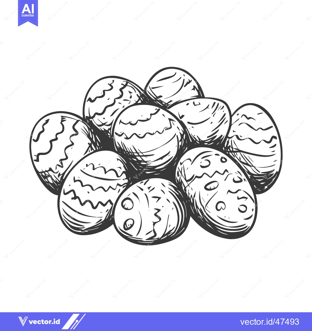 Premium Vector dari Hand-Drawn Sketch of Ornate Easter Eggs
