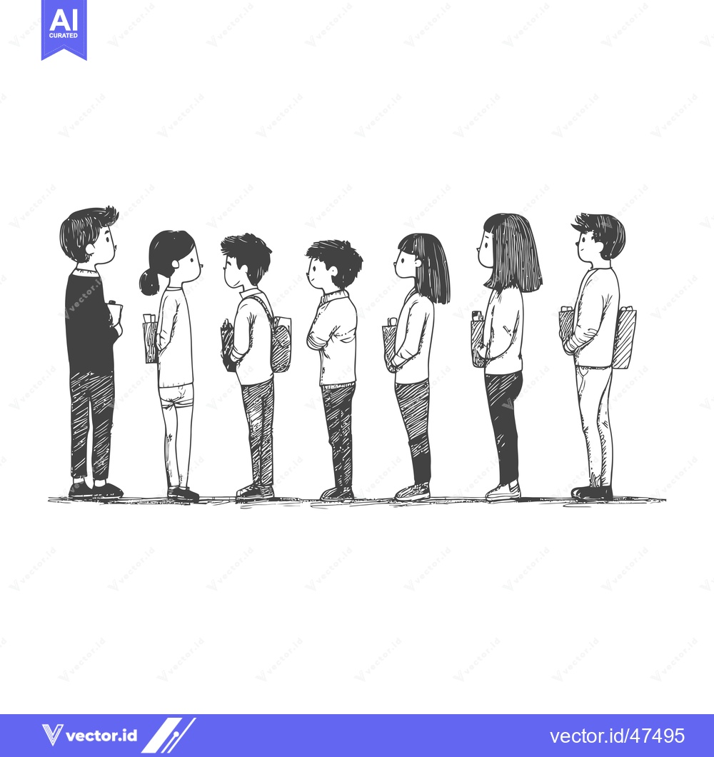 Premium Vector dari Hand-drawn sketch of people standing in a line