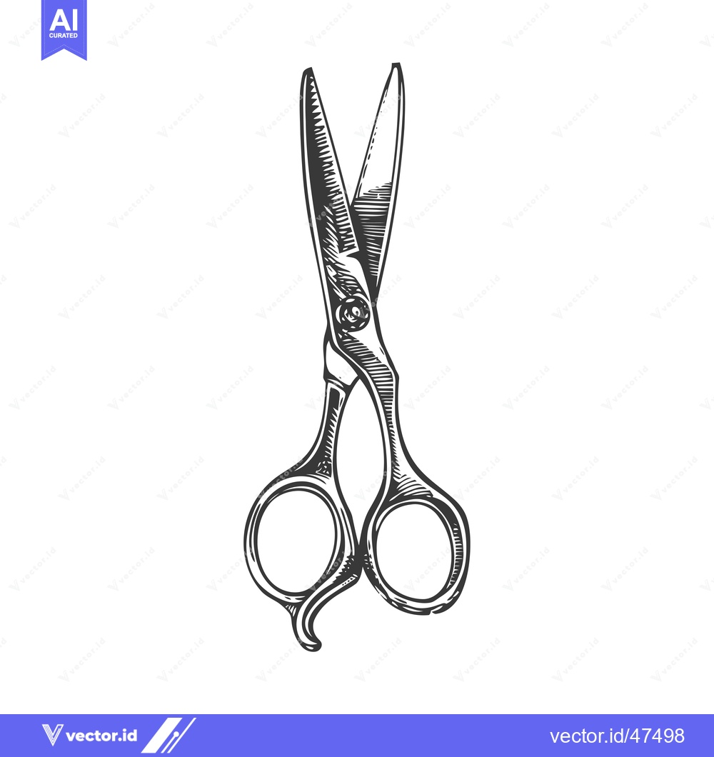 Premium Vector of Hand-Drawn Sketch of Professional Hairdressing Scissors