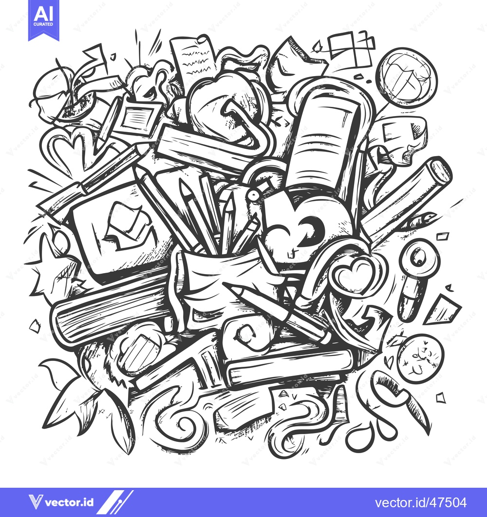 Premium Vector dari Hand-Drawn Sketch of School Supplies and Objects