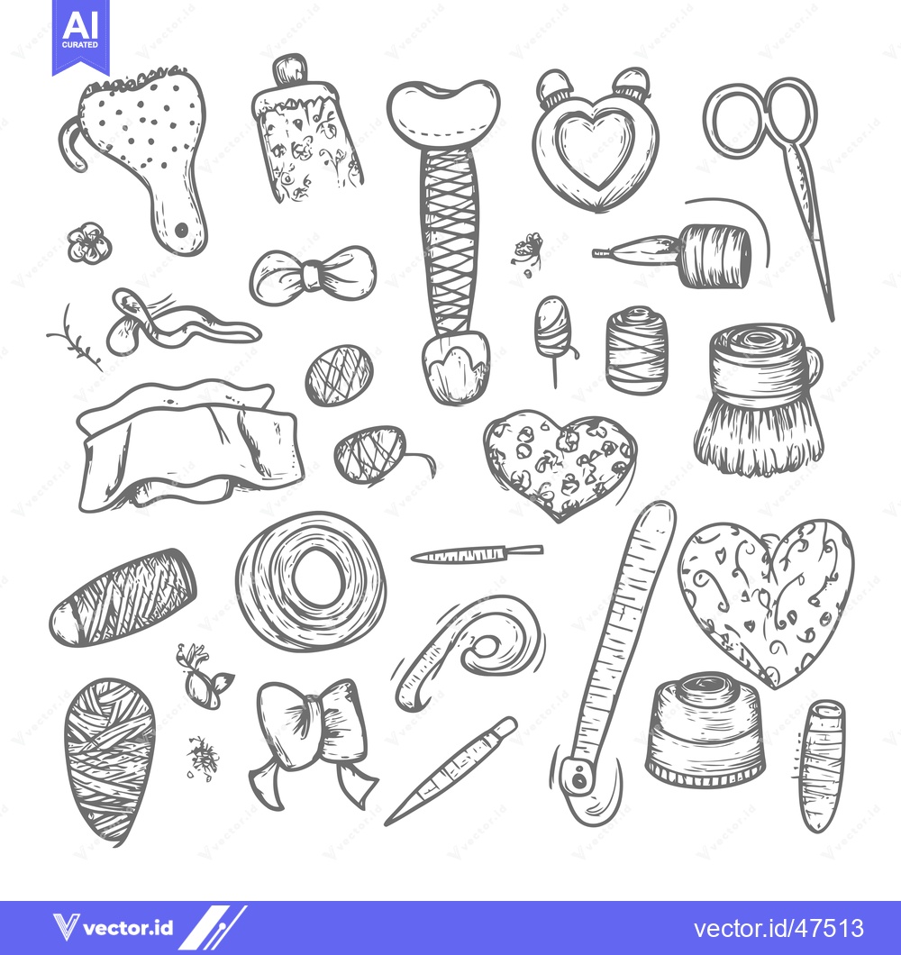 Premium Vector dari Hand-Drawn Sketch of Sewing Supplies and Accessories