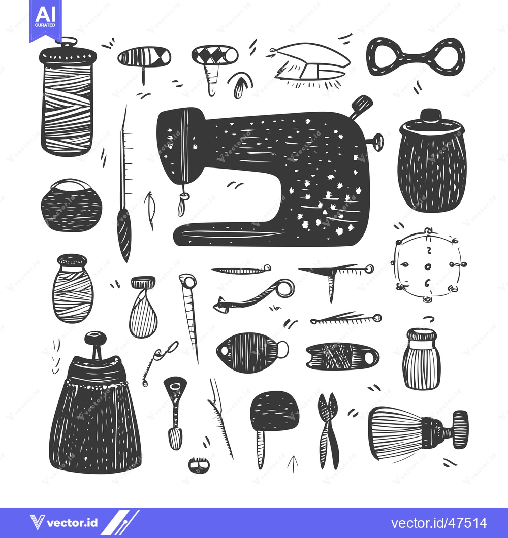 Premium Vector of Hand-Drawn Sketch of Sewing Tools and Accessories