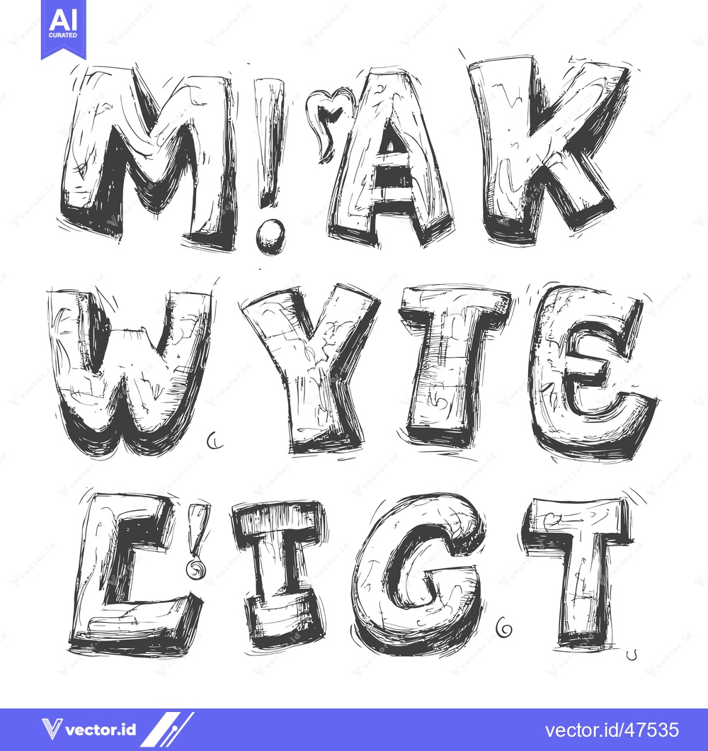 Premium Vector of Hand-drawn sketch of the word "Make" in uppercase letters