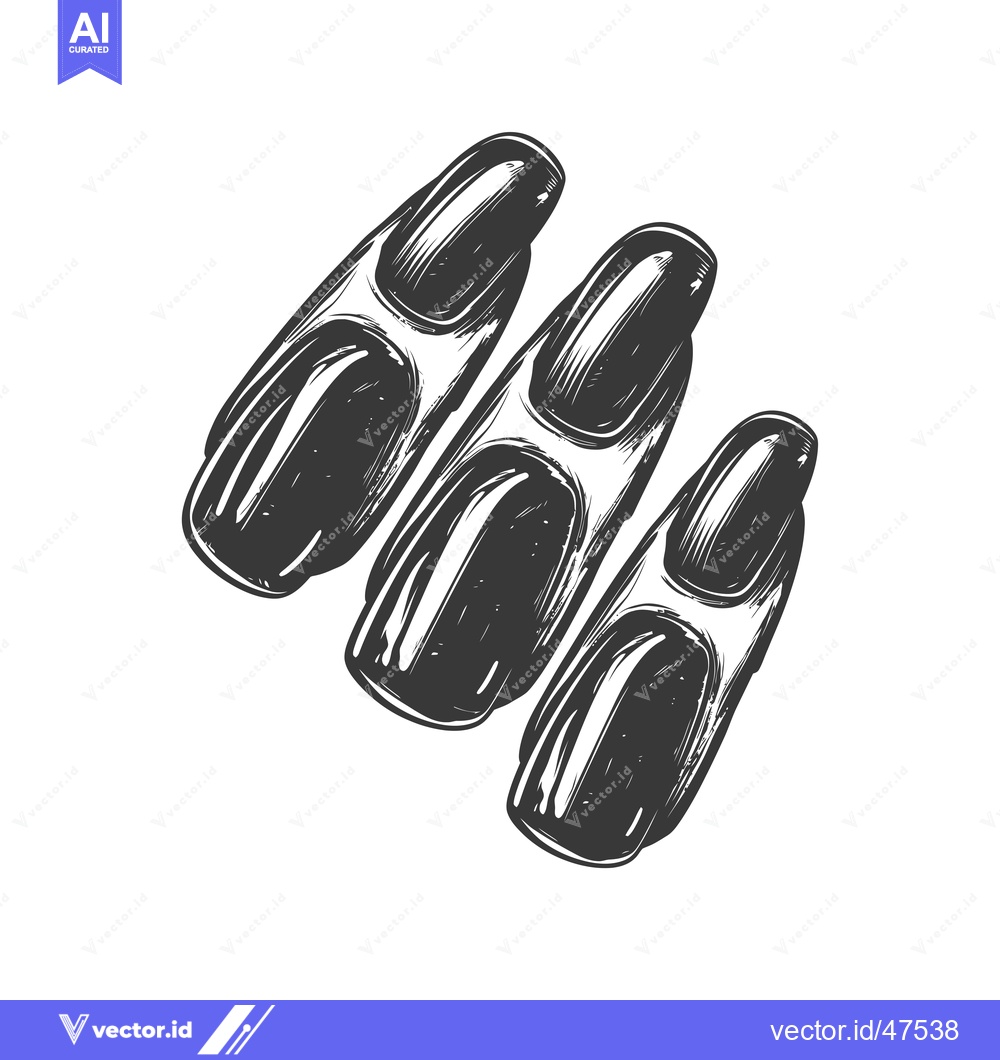 Premium Vector dari Hand-drawn Sketch of Three Almond-Shaped Nails