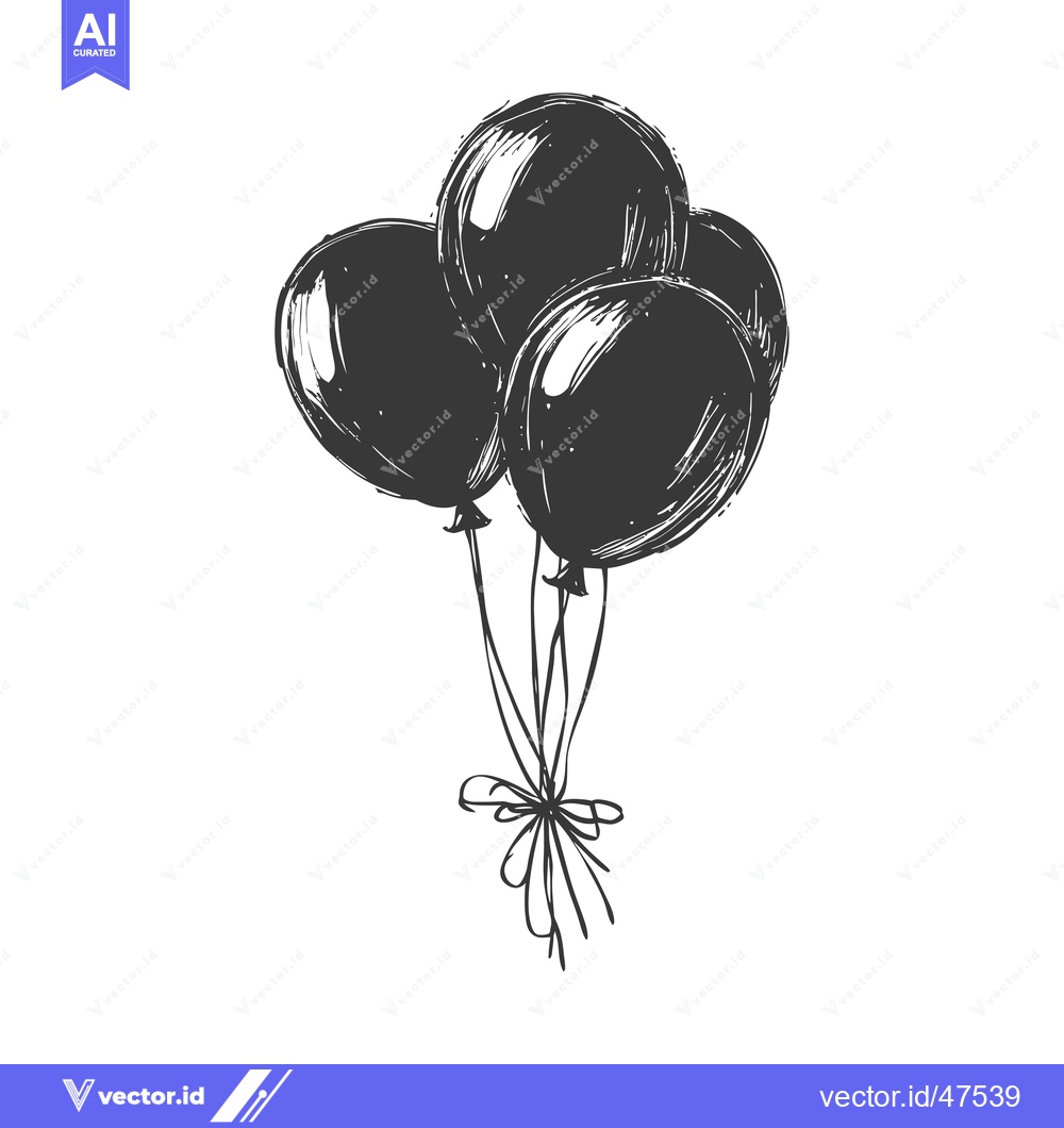 Premium Vector of Hand-drawn sketch of three black balloons tied together