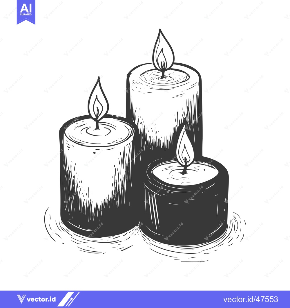Premium Vector dari Hand-drawn Sketch of Three Lit Candles