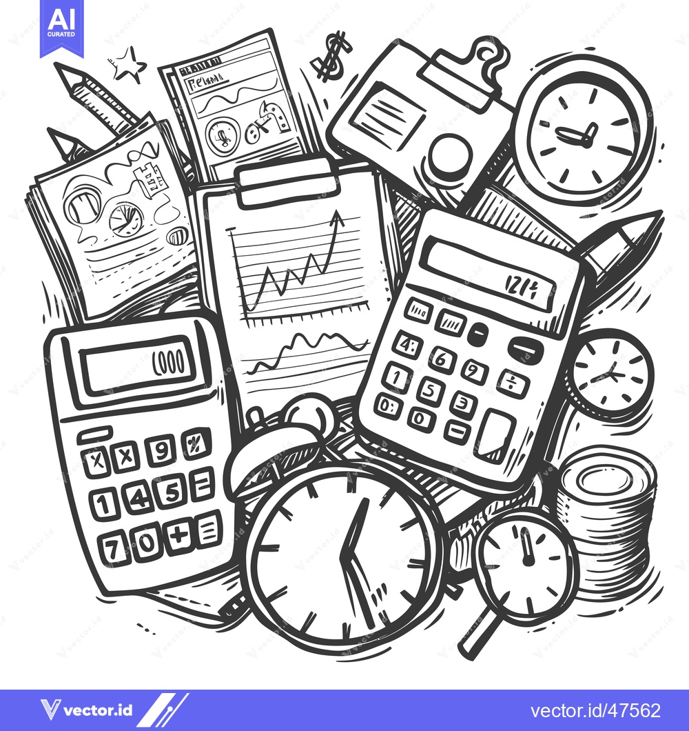Premium Vector dari Hand-drawn Sketch of Time Management and Business Elements