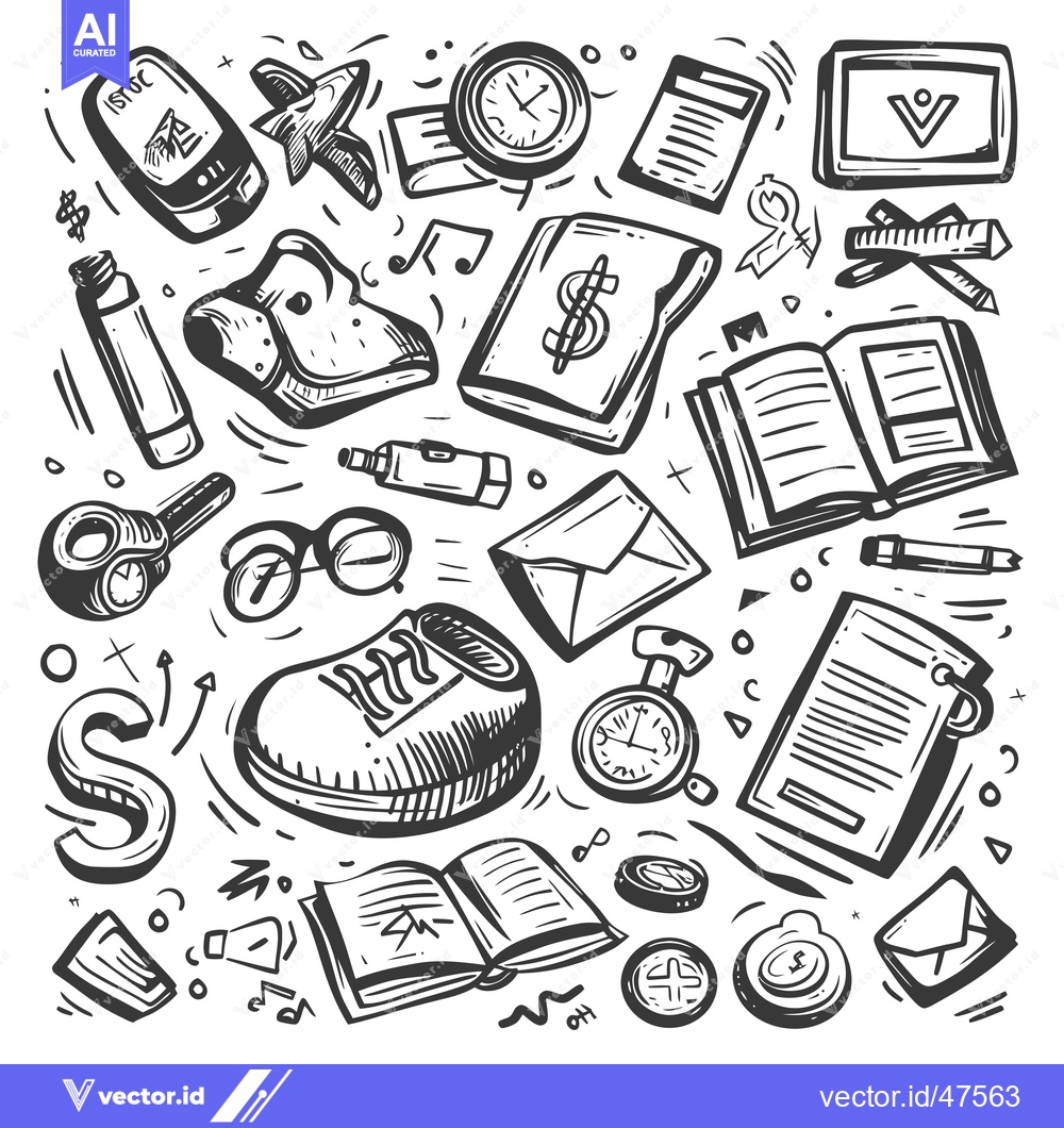 Premium Vector dari Hand-drawn Sketch of Travel and Adventure Items