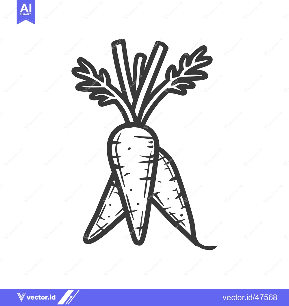 Premium Vector of Hand-drawn sketch of two carrots with green leaves