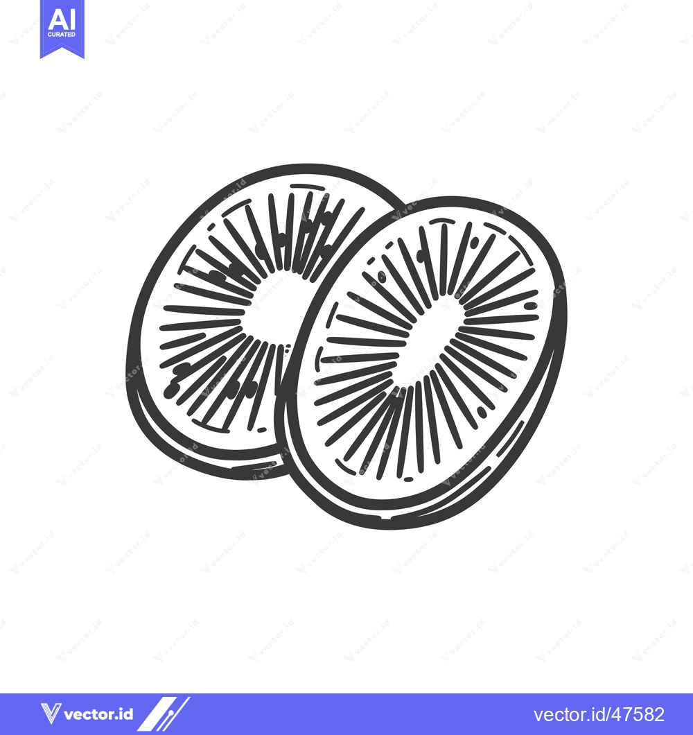 Premium Vector of Hand-Drawn Sketch of Two Sliced Kiwi Fruit
