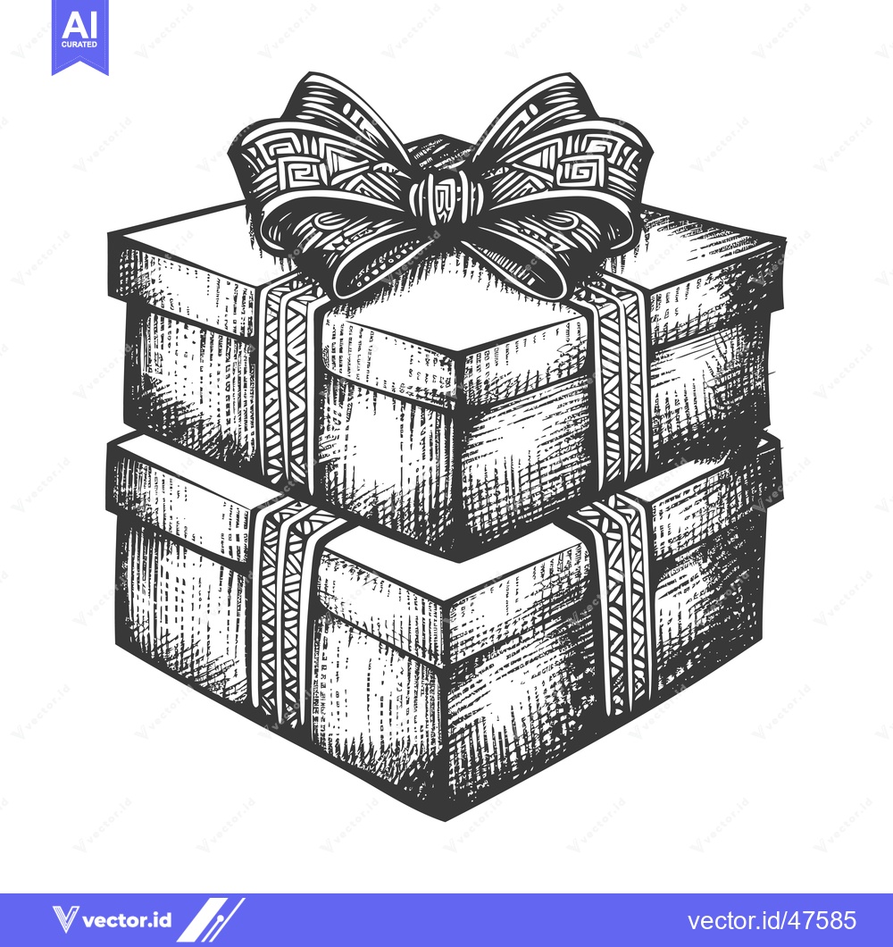 Premium Vector dari Hand-drawn sketch of two stacked gift boxes with a large decorative bo