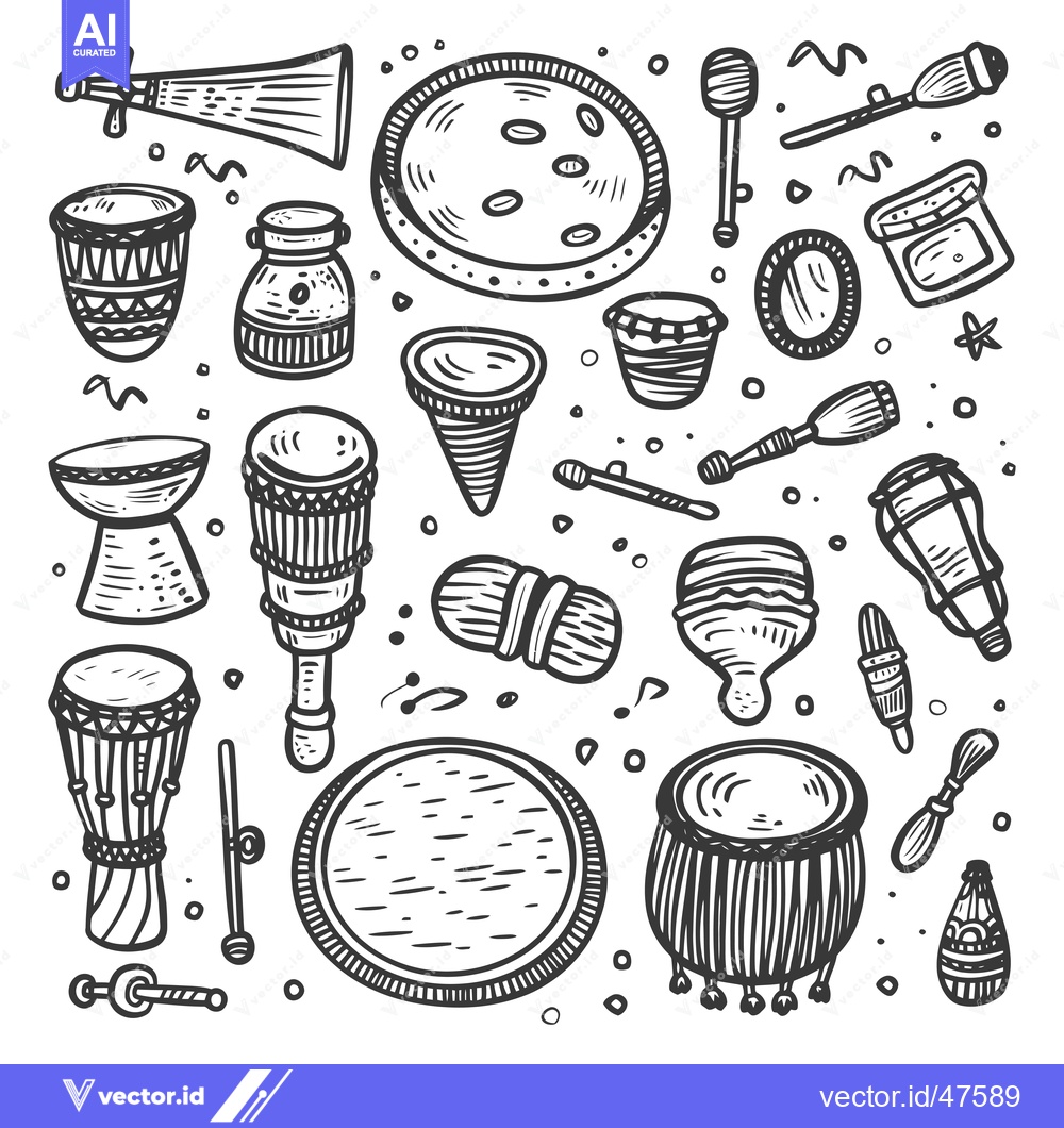 Premium Vector of Hand-Drawn Sketch of Various African Percussion Instruments