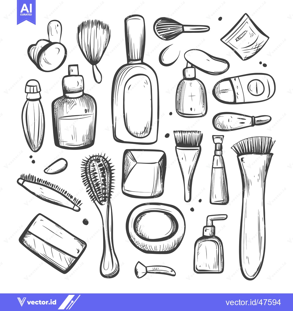 Premium Vector dari Hand-Drawn Sketch of Various Beauty and Makeup Products