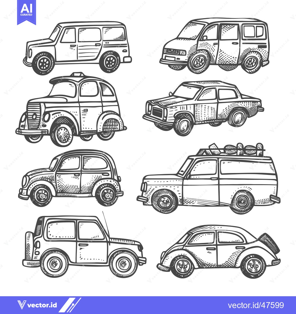 Premium Vector dari Hand-Drawn Sketch of Various Car Models in Side View