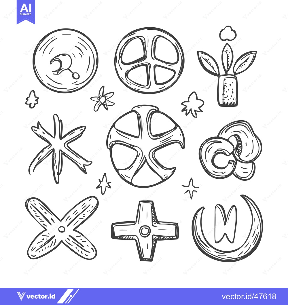 Premium Vector dari Hand-Drawn Sketch of Various Geometric Shapes and Symbols
