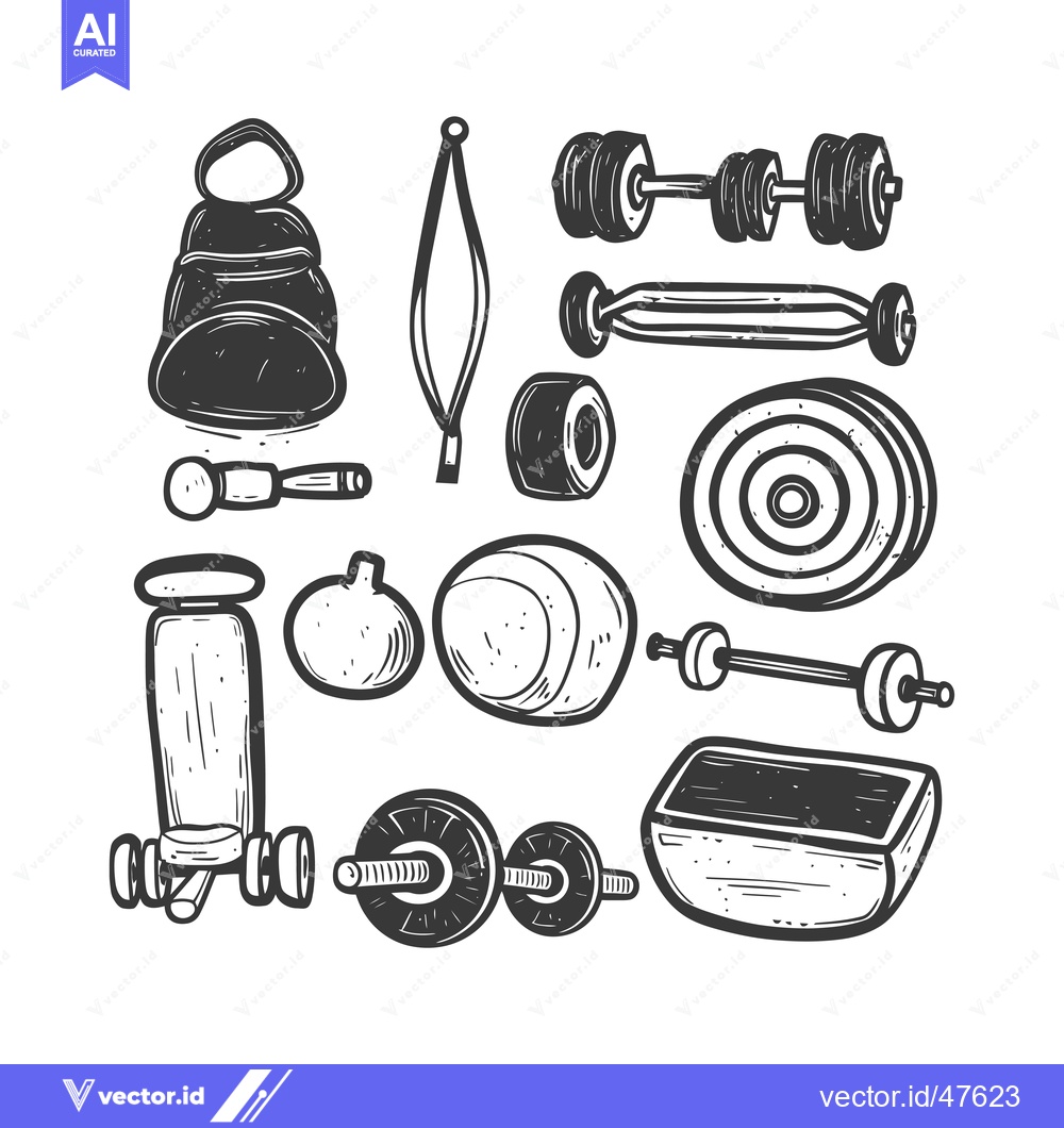 Premium Vector of Hand-drawn Sketch of Various Gym and Fitness Equipment