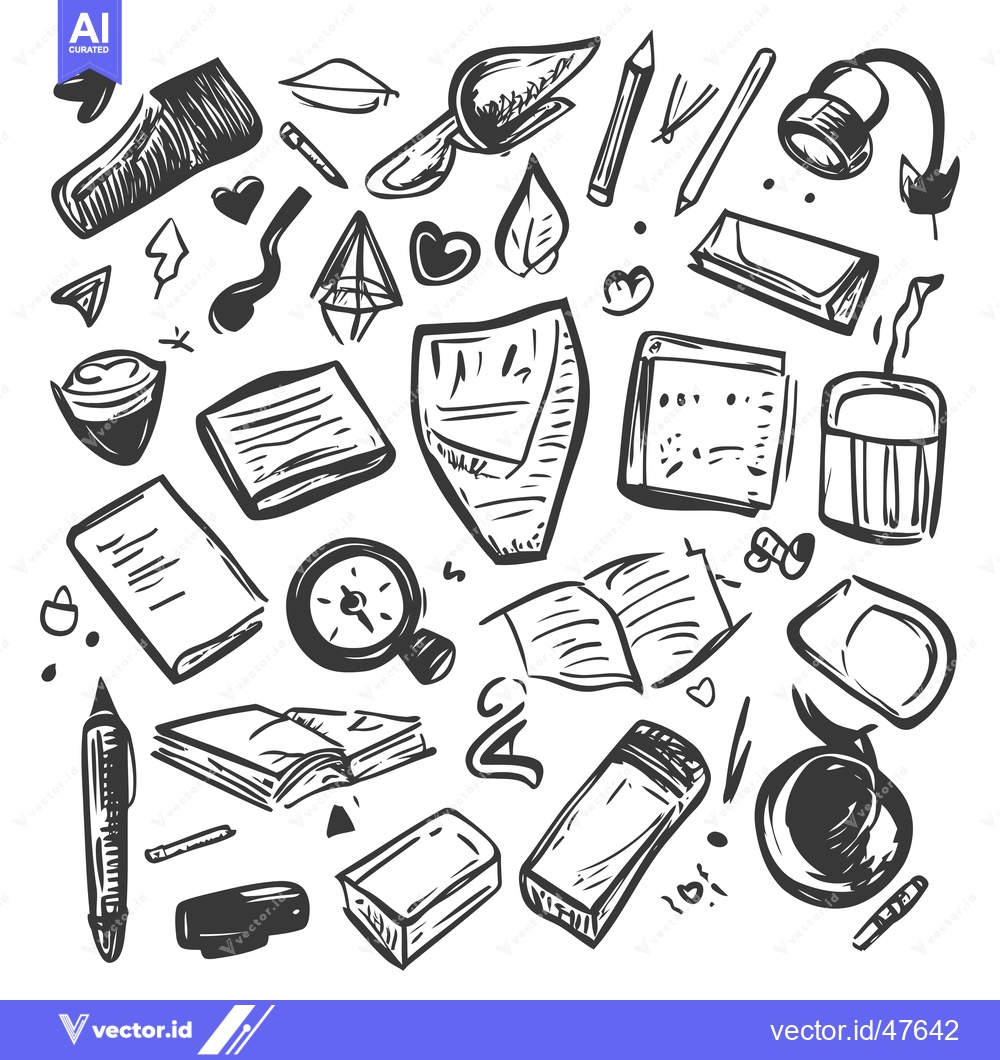 Premium Vector dari Hand-Drawn Sketch of Various School Supplies and Objects