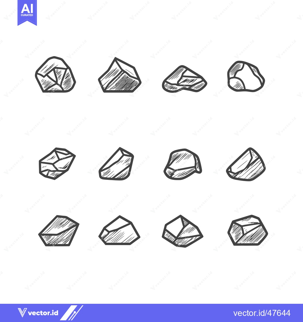 Premium Vector of Hand-Drawn Sketch of Various Stones or Rocks