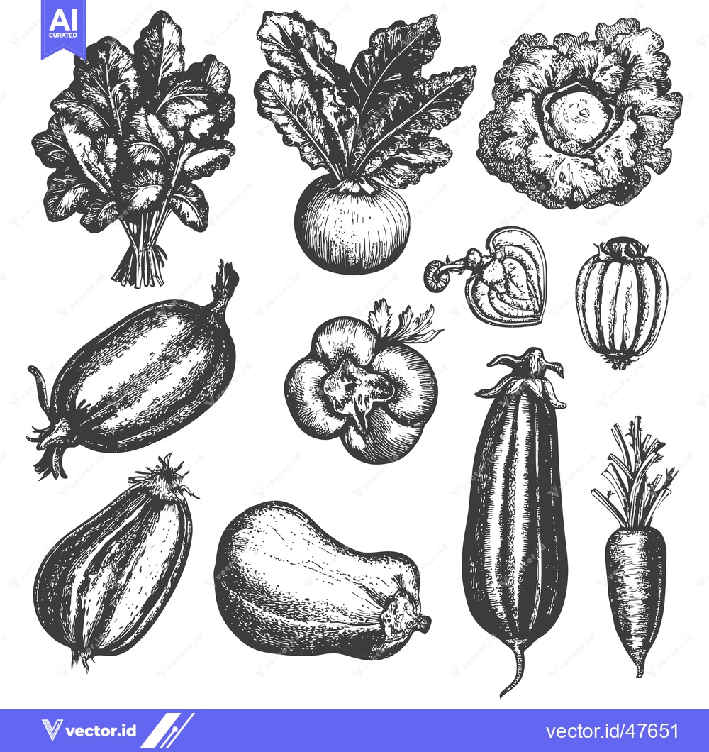 Premium Vector of Hand-drawn Sketch of Various Vegetables