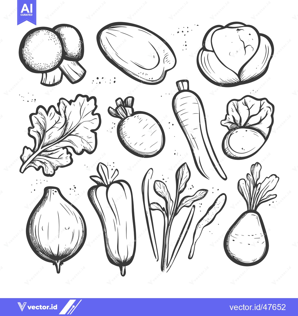 Premium Vector dari Hand-Drawn Sketch of Various Vegetables