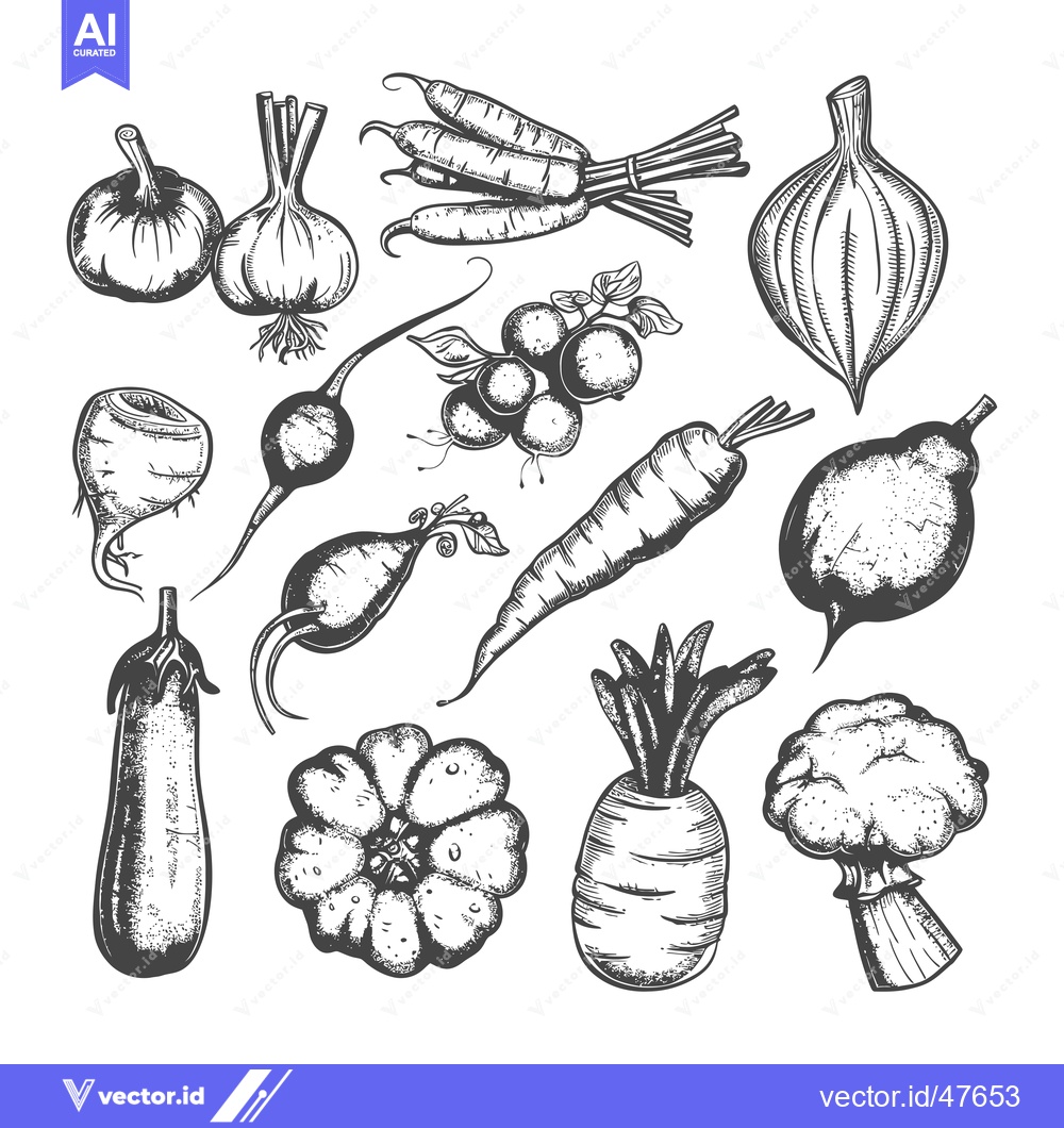 Premium Vector dari Hand-Drawn Sketch of Various Vegetables and Berries