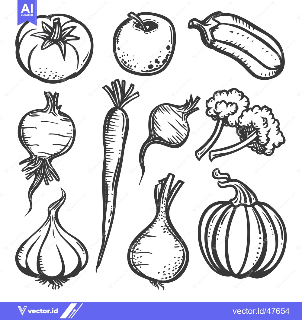 Premium Vector of Hand-Drawn Sketch of Various Vegetables and Fruits