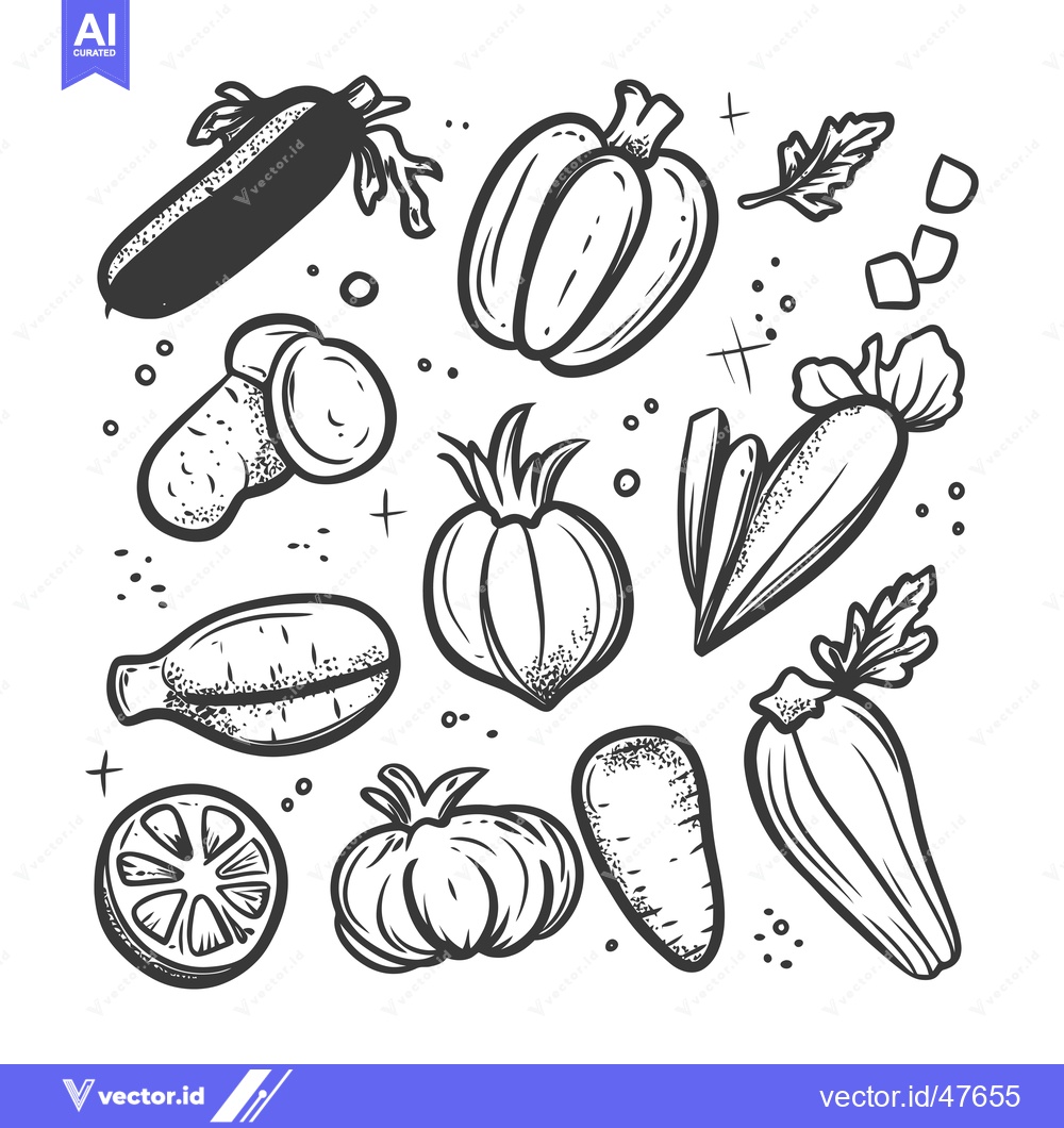 Premium Vector of Hand-Drawn Sketch of Various Vegetables and Fruits