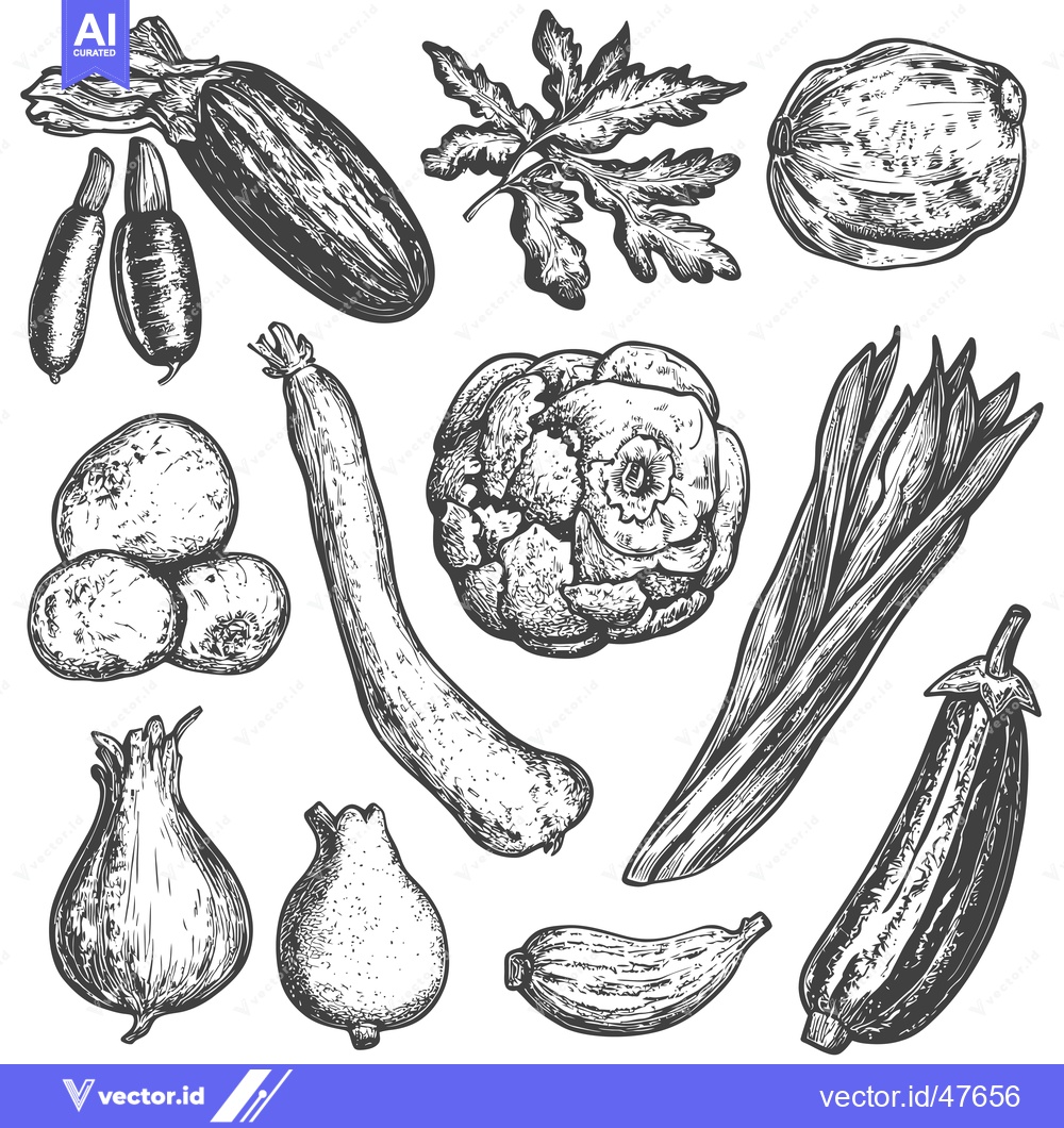 Premium Vector of Hand-Drawn Sketch of Various Vegetables and Herbs
