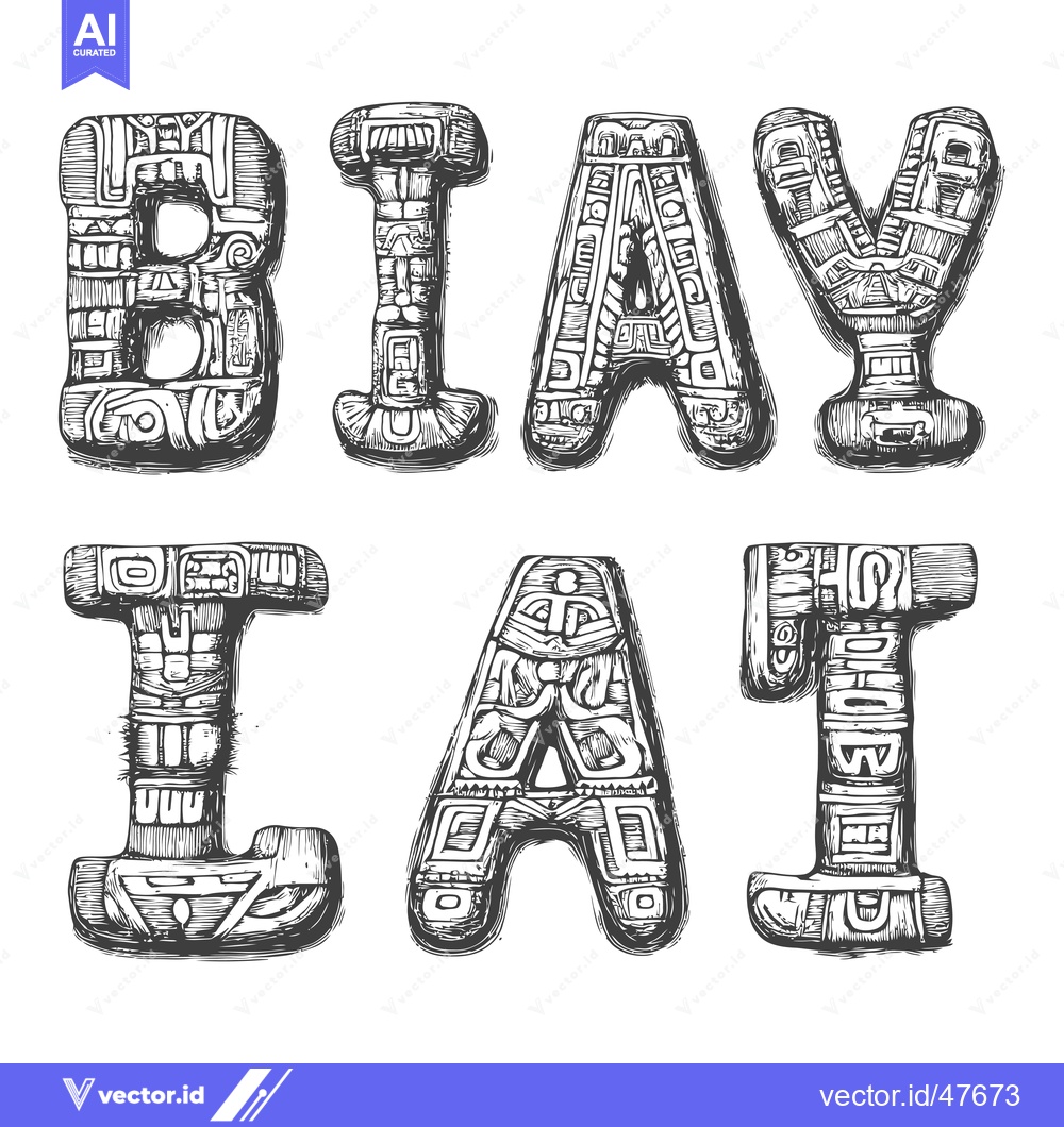 Premium Vector of Hand-drawn stylized letters with ancient patterns