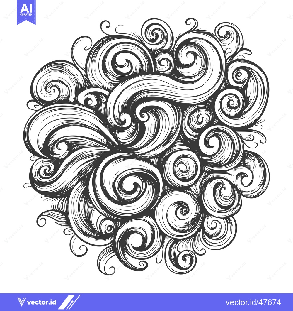 Premium Vector dari Hand-Drawn Swirling Black and White Abstract Pattern